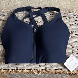 lululemon athletica Navy Front-Zip Strappy Sports Bra